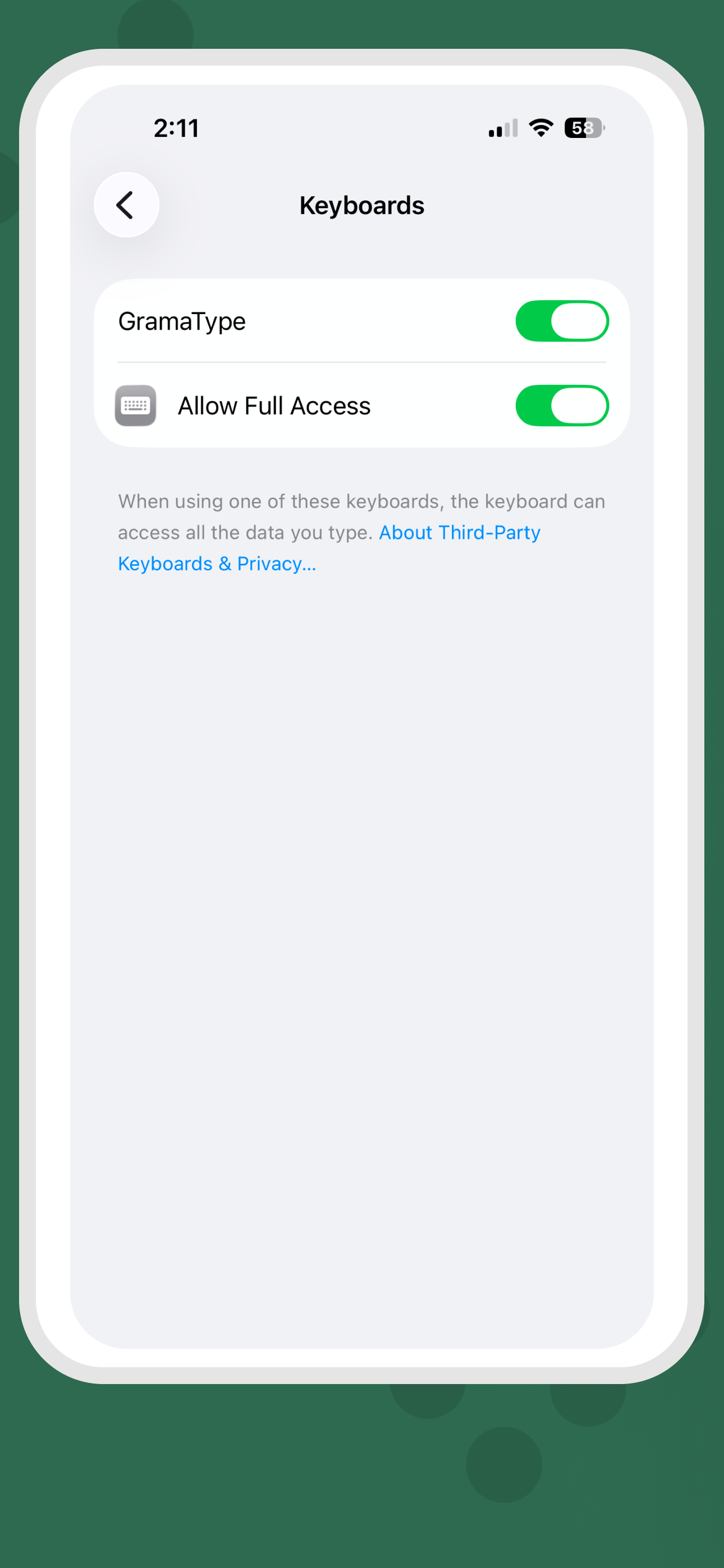 Setting up the GramaType keyboard