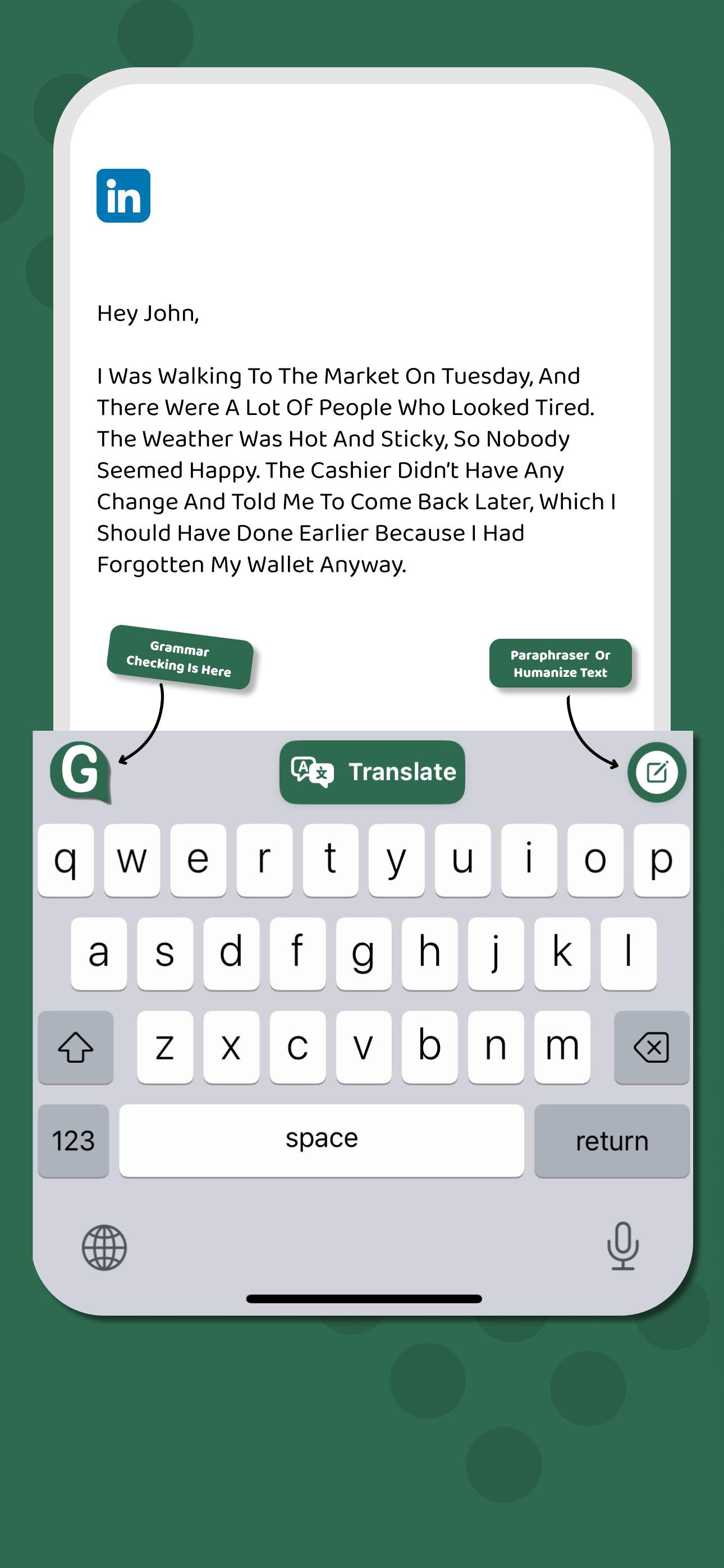 GramaType instant AI suggestion card